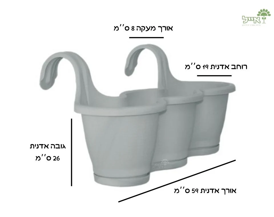 אדנית מעקה שלישיה | אפור | אורך 53 ס״מ - Image 2